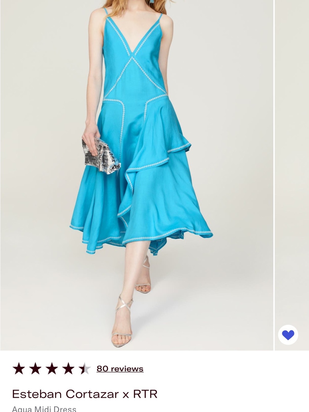 Esteban Cortazar x RTR Aqua V-Neck Midi Dress
